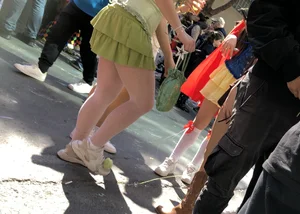 Carnival girls wearing pantyhose, spandex shorts, stockings, skirts and other outfits