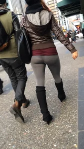 Girl in see through grey spandex showing her panties