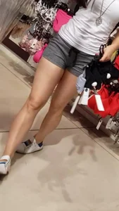 Nice ass shopping in short and tight grey shorts