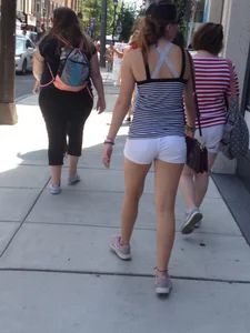 Philly girl with a nice ass in white shorts with vpl
