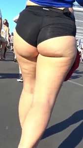 Chubby Ass in Spandex Mini Shorts on the Street Closeup Creepshots