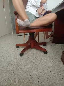 Candid Girl in Shorts and Dirty Socks Sitting With Spread Legs