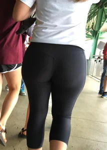 Big booty babe at a baseball game in tight leggings