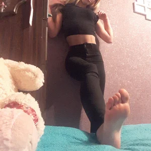 Girl in Tight Black Jeans Selfie Feet Closeups