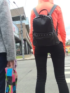 Girl in a Hoodie and Yoga Pants Public Bus and Crosswalk Ass And Crotch Closeup Photos Gallery