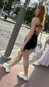 Redhead in tight shorts