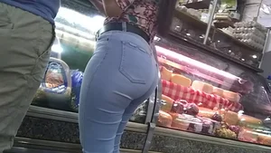020 Huge Bubbebutt Latina In Tight Jeans at a Local Bakery