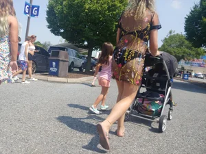 Hot Milf in Underwear and a Transparent Dress Street Creepshots Collection
