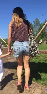 Milf booty in denim shorts