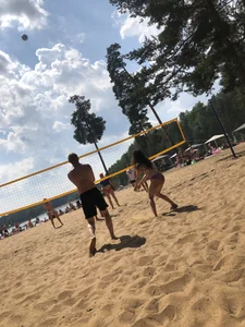 Swimsuit Candid Girl Playing Volleyball at a Beach Gallery