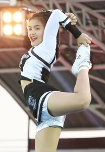Bunch of athletic Thai cheerleaders at a competition