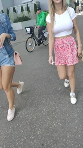 Blonde with Huge Breast in a Pink Skirt Street Candid