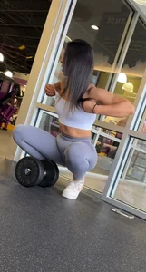 Gym brunette with a deep camel