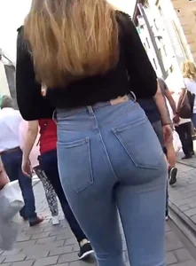 Teen girl with a tight ass in tight jeans