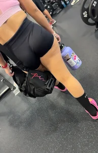 Juicy ass in tight shorts bending over