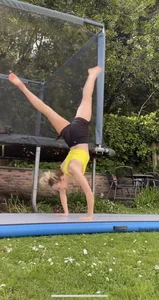 Cute teen gymnast working out