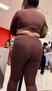 Thick Juicy Asian VPL in Dark Red Flare Pants (OC)