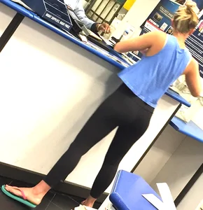 Beautiful blonde at the post office in lulus