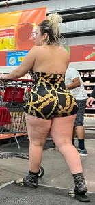 HOT Latina MILF showing off FAT ASS in revealing one-piece at grocery store