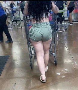 Cute Latina in Cheeky shorts at Walmart