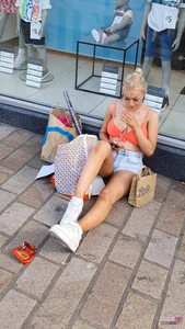 Busty chav blonde in revealing top and jean shorts! (OC) [CS4U]