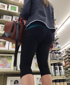 Sexy lady shopping at Walmart in leggings