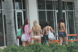 Sexy Florida beach bikini girls, some topless