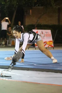 Bunch of athletic Thai cheerleaders at a competition