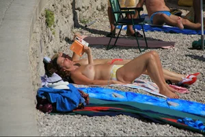 Nude beach girls in Baska, Croatia