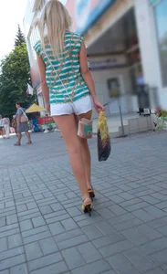 Blonde with Long Sexy Legs Street Candid