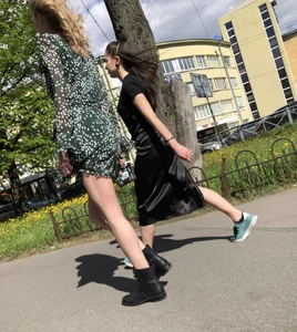 Hot Girl with Long Legs in a Dress Street Candid