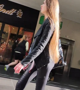 See thru leggings showing her underwear