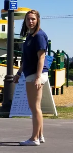 Bike rental girl in tan shorts with cute butt and great legs