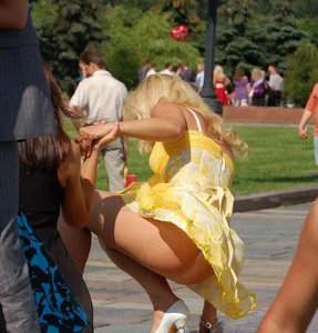 Park Creepshot of Hot Blonde Revealing Panties