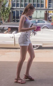 Cute Skinny Girl in Sandals Street Candid