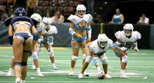 Sexy female football players with hot bodies