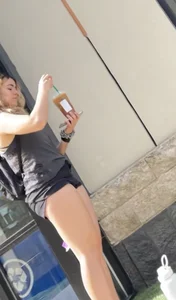Plump teen VPL biker shorts