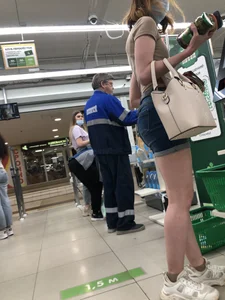 Gorgeous Girl in Denim Shorts With Perfectly Hot Legs And Butt Supermarket Creepshots Collection
