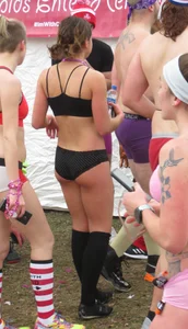 Sexy brunette in her panties for a panty run