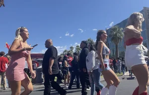 Hot college girls at football game (cheeks everywhere)