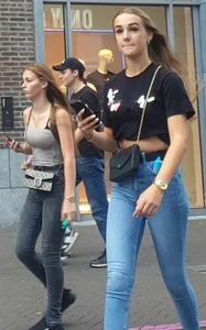 Various hot butts in tight jeans on the street and inside cafes, some teens too