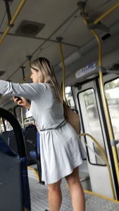 Chubby girl in a dress with a giant ass public bus creepshots