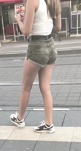 Sexy girl with nice booty in camo shorts
