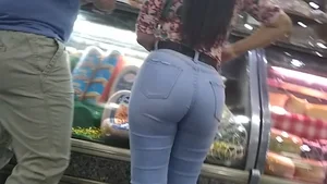 020 Huge Bubbebutt Latina In Tight Jeans at a Local Bakery