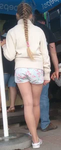 Candid Teen in Shorts Street Photo