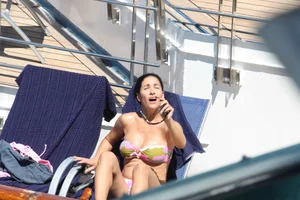 Mostly mature bikini babes on a Carnival cruise