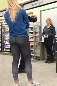 Thick blonde mom and daughter in tight leggings