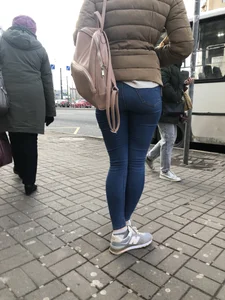 Hot Booty and Legs in Tight Jeans Street Closeup