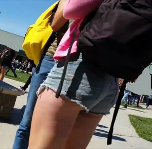 Hot Ass and Legs in Denim Shorts Street Creepshot
