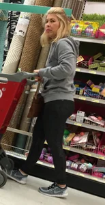 Target blonde milf with a nice ass in dark leggings